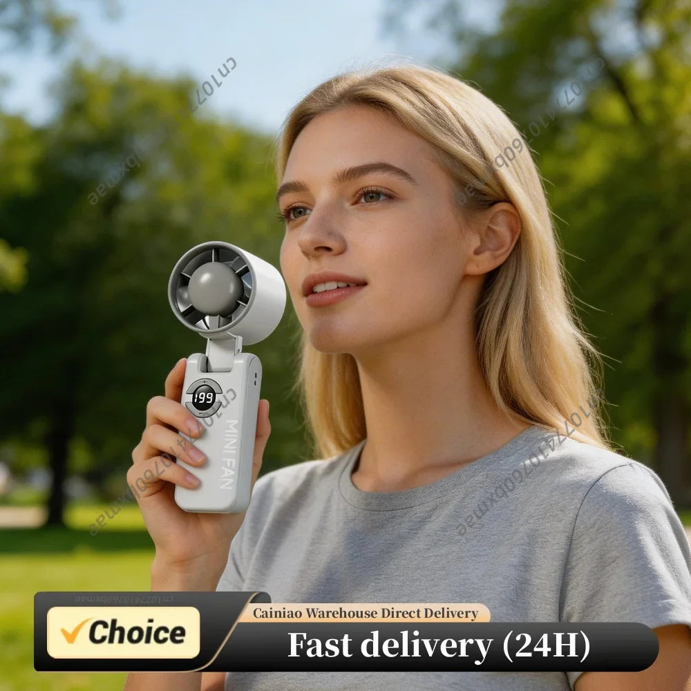 Portable Electric Fan Digital Display Foldable Silent Fans 199 Speed