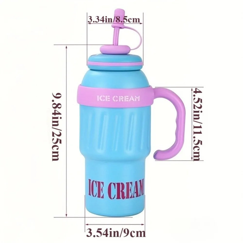 32oz Insulated Stainless Steel Water Bottle with Straw & Handle