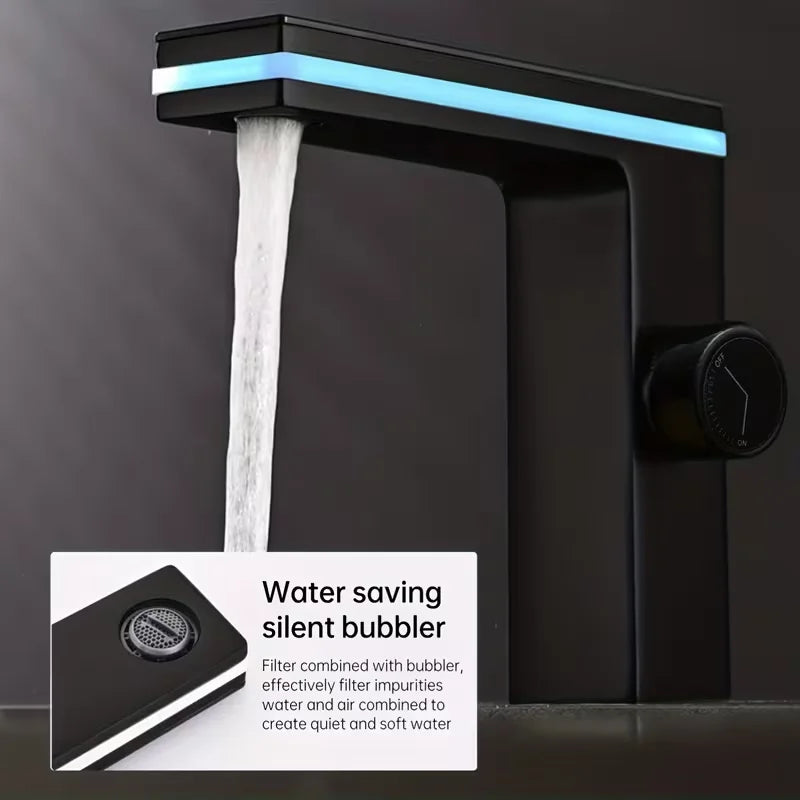 Black Bathroom Faucet with LED Digital Temperature Display
