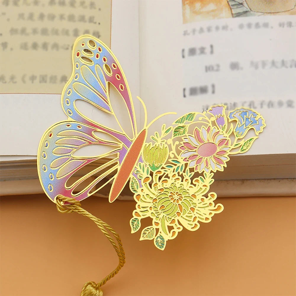 Chinese Butterfly Metal Bookmark Hollowed Out Antique Teacher's Day