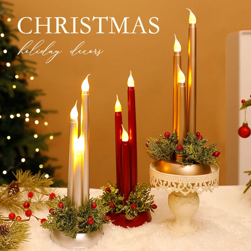LED Electronic Candles Simulate Christmas Props Long Glossy