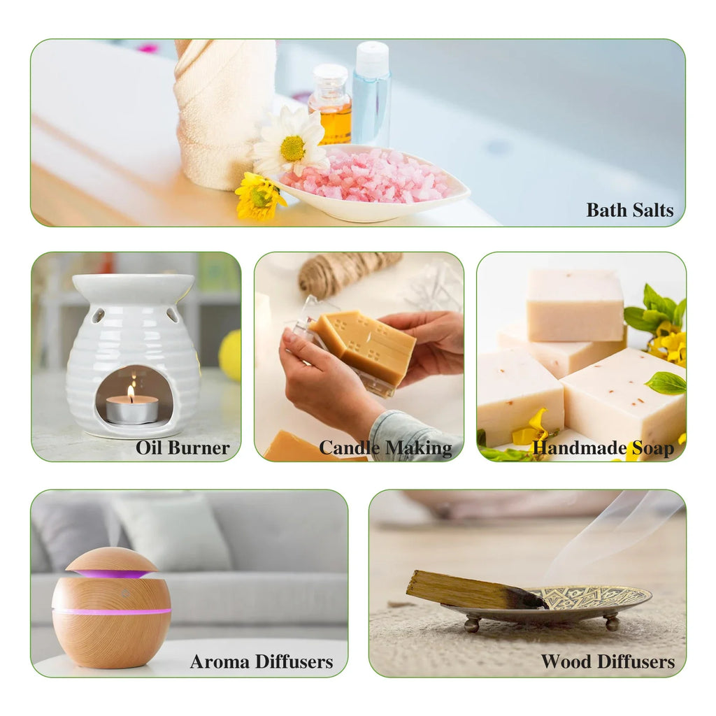 EUQEE 6-Piece Fragrance Oil Set – Reed Diffuser & Candle Making