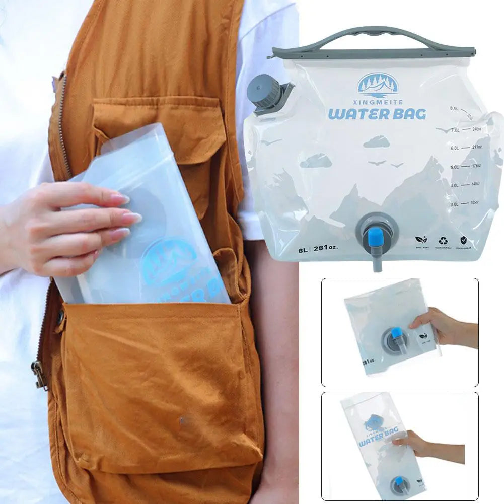 8L Collapsible Water Container with Spigot for Camping & Hiking