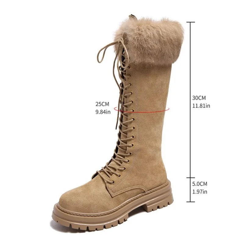 Women's Plus Size Faux Fur Gothic Platform Knee-High Snow Boots