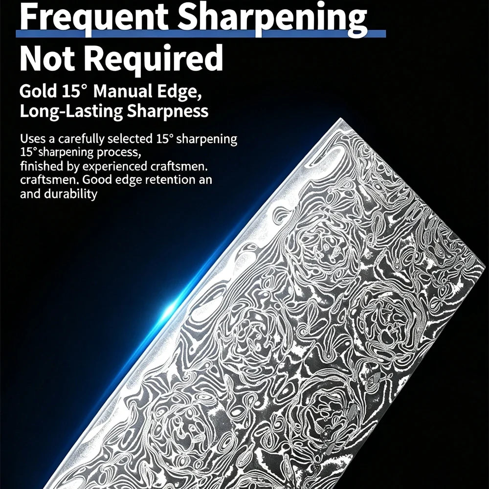 67-Layer Damascus Steel Chinese Cleaver – Abalone Handle