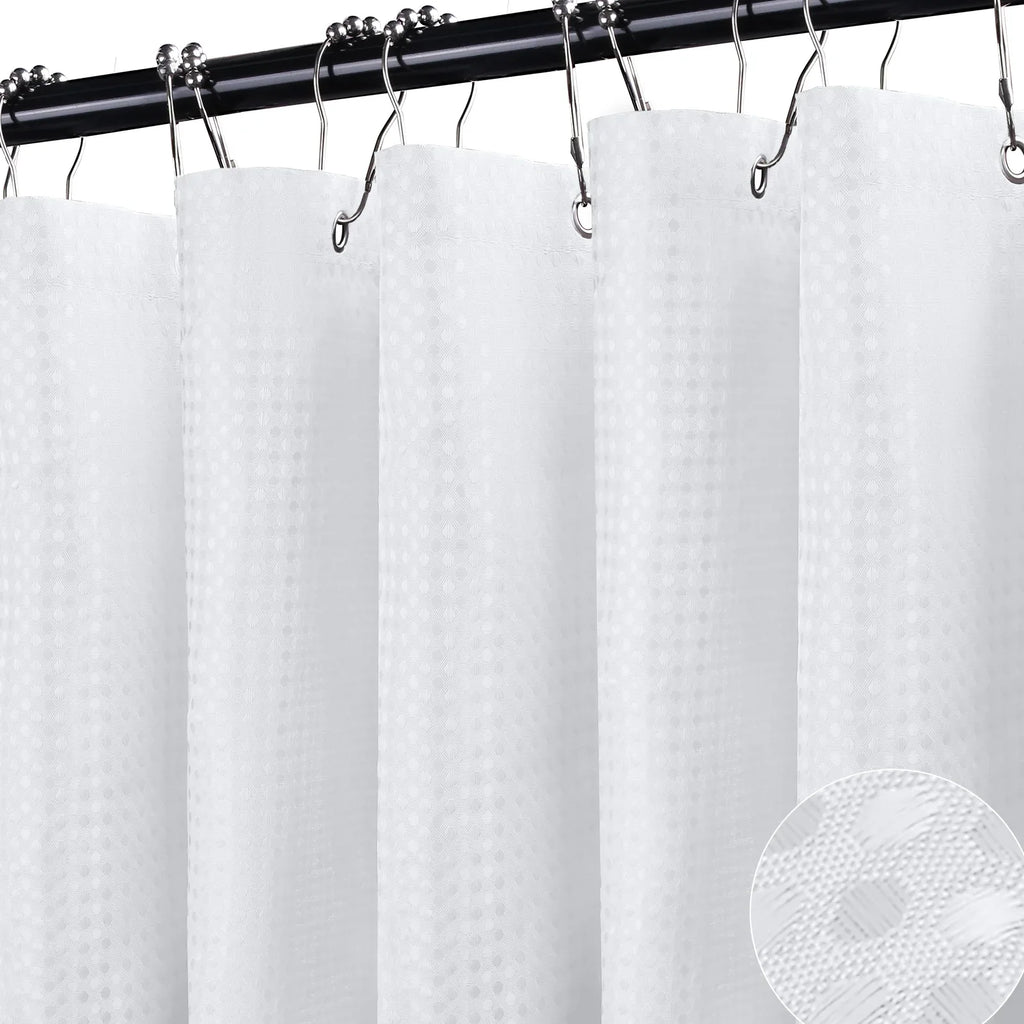 Waffle Shower Curtain 180x180cm + 12 Metal Hooks | Waterproof