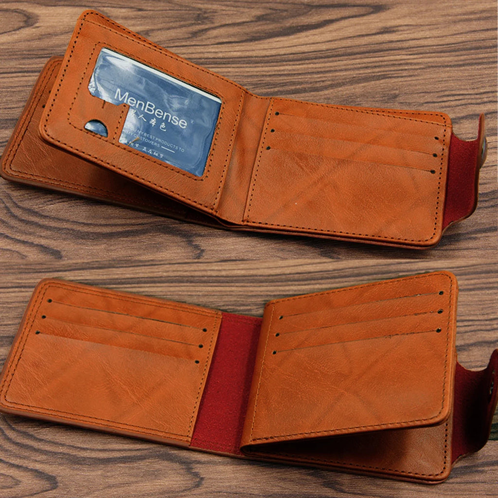 Men's Vintage Folding Mini Wallet – Retro Slim PU Card Holder