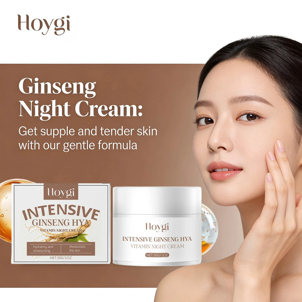 Ginseng Night Cream Hyaluronic Acid Face Antioxidant Brightening Skin
