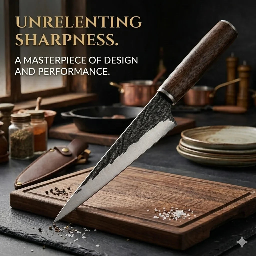PLYS Forged Boning Knife – Carbon Steel Chef Knife Wood Handle