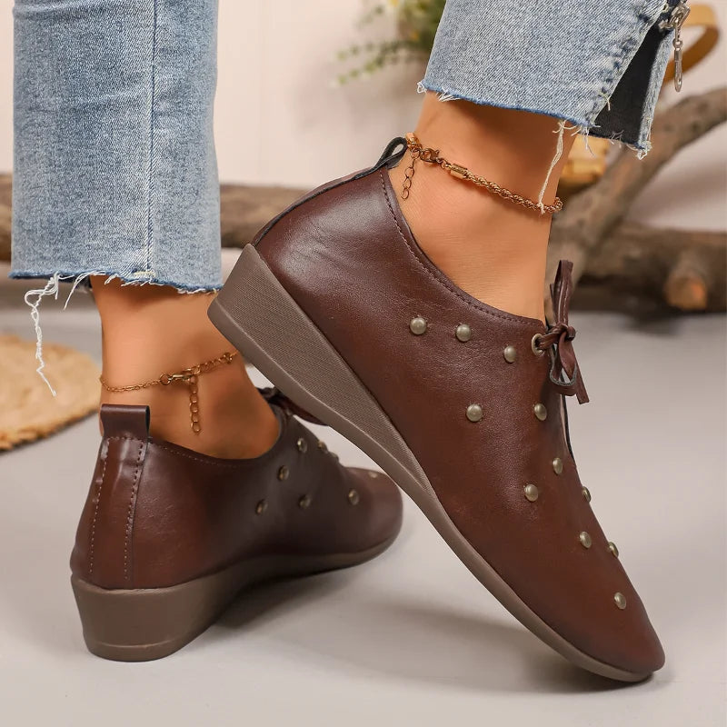 Women's Lace-Up Mary Jane Ballet Flats – French Style Leather