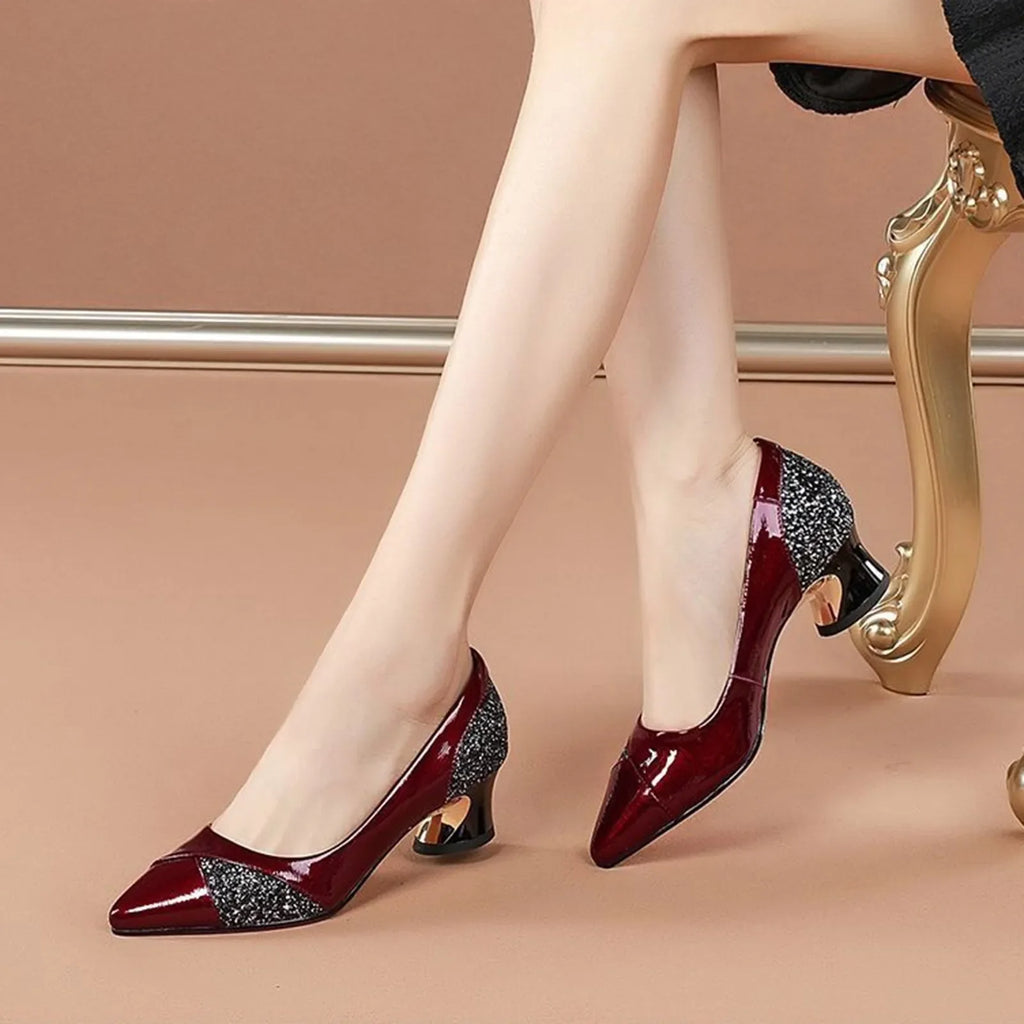 Women's Pointed Toe Pumps 4CM Heel – Elegant Slip-On Shoes