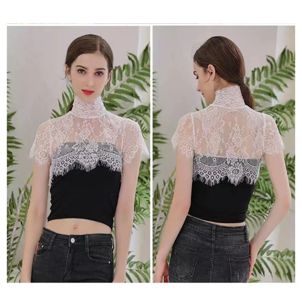 Women's Lace Detachable Fake Collar – Embroidered Lapel Scarf