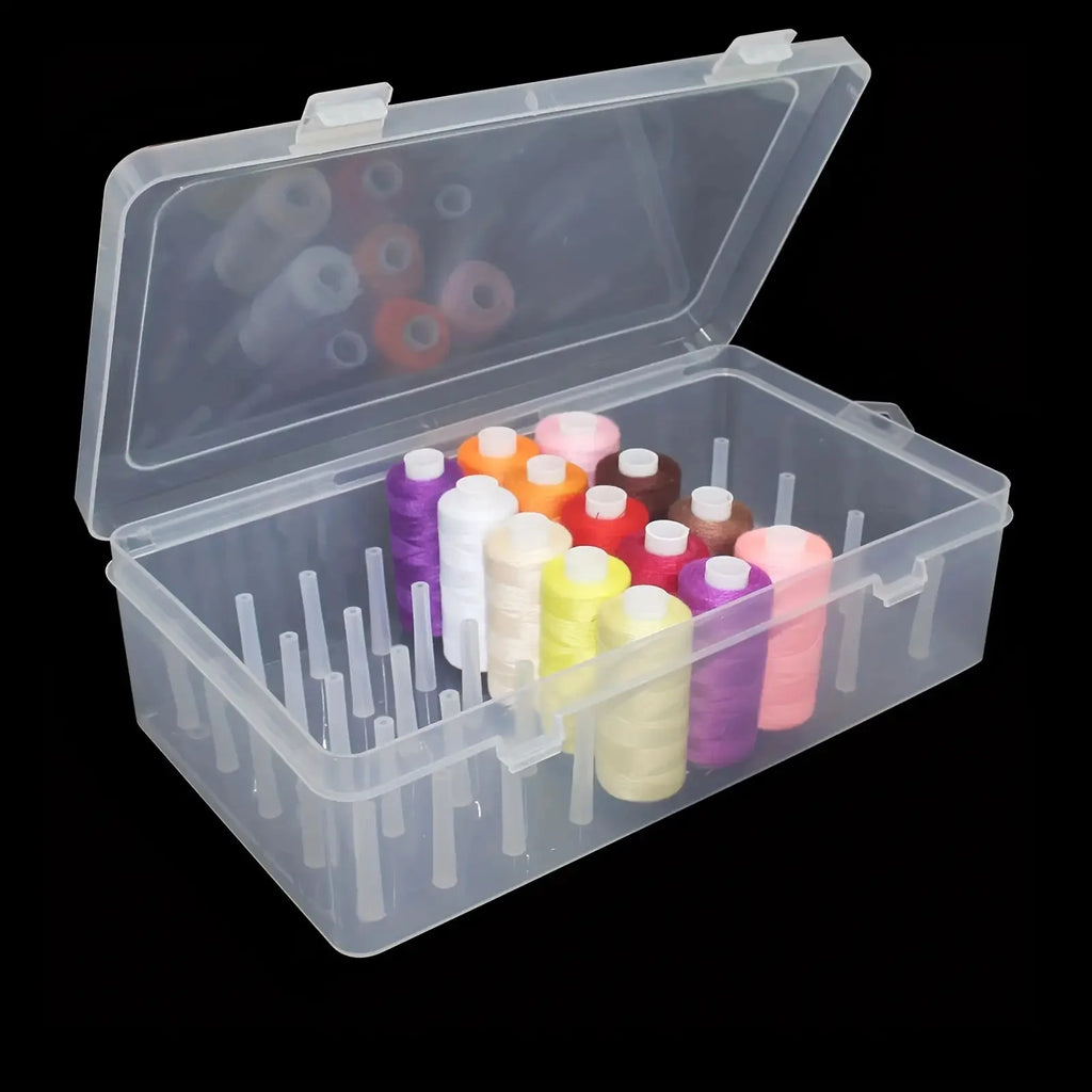 Clear Plastic Sewing Thread Storage Box 42 Slots Craft Spool Holder