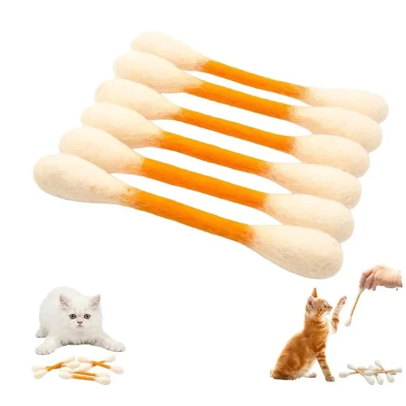 Cotton Swab Catnip Toy 6-Pack | Kitten Biting & Teeth Cleaning