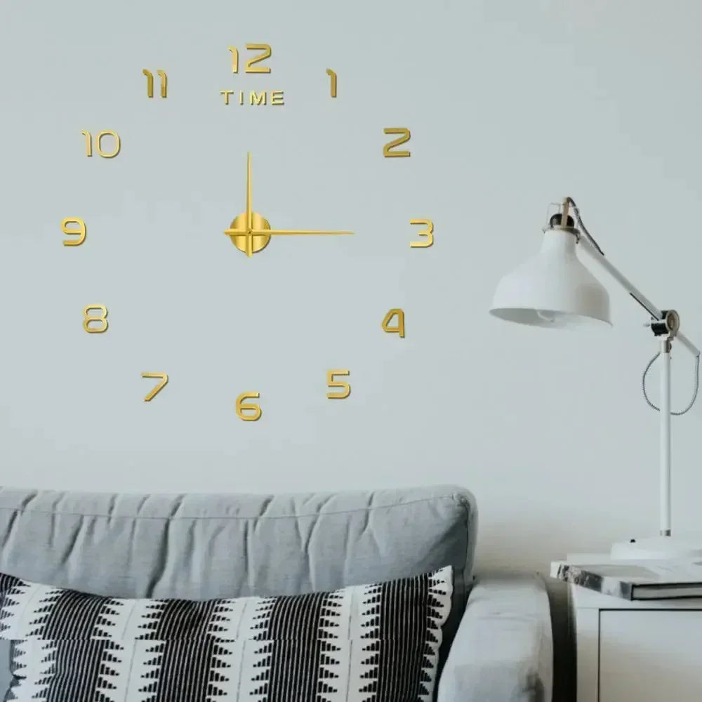 Acrylic Mirror Wall Clock – Floral DIY Home Décor, 40cm