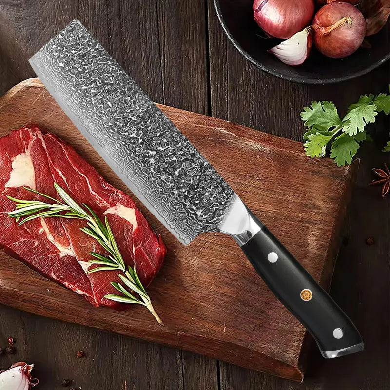 Damascus Steel Cleaver Knife – Handmade Forged Kitchen Chopper