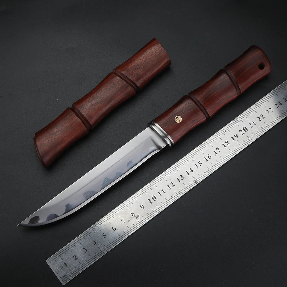 SKD-11 Carbon Steel Boning Knife – 62HRC Sharp Blade & Wood Sheath