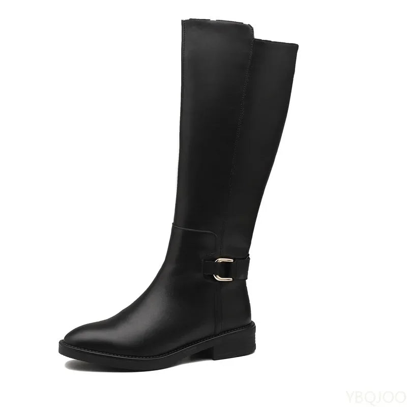 Women's Block Heel Side Zipper Boots – Sizes 5–14 | PU Upper
