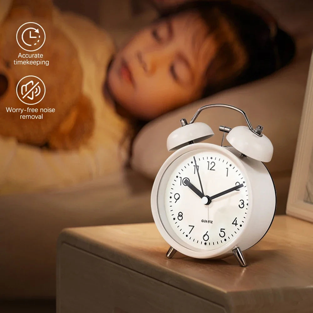 Luxfacigoo Twin-Bell Vintage Alarm Clock with Night Light
