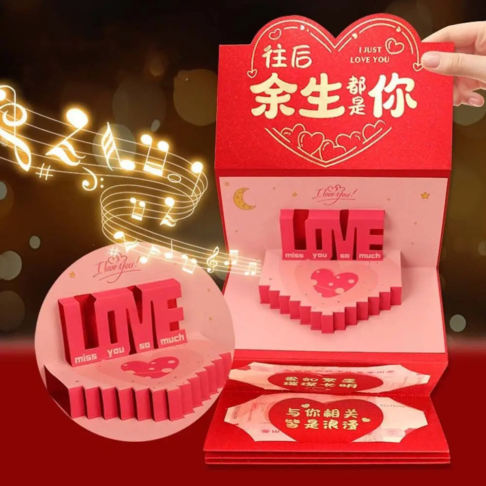 6 10 Slots Birthday Red Envelope Wish Lucky 3D Folding Cake Greeting