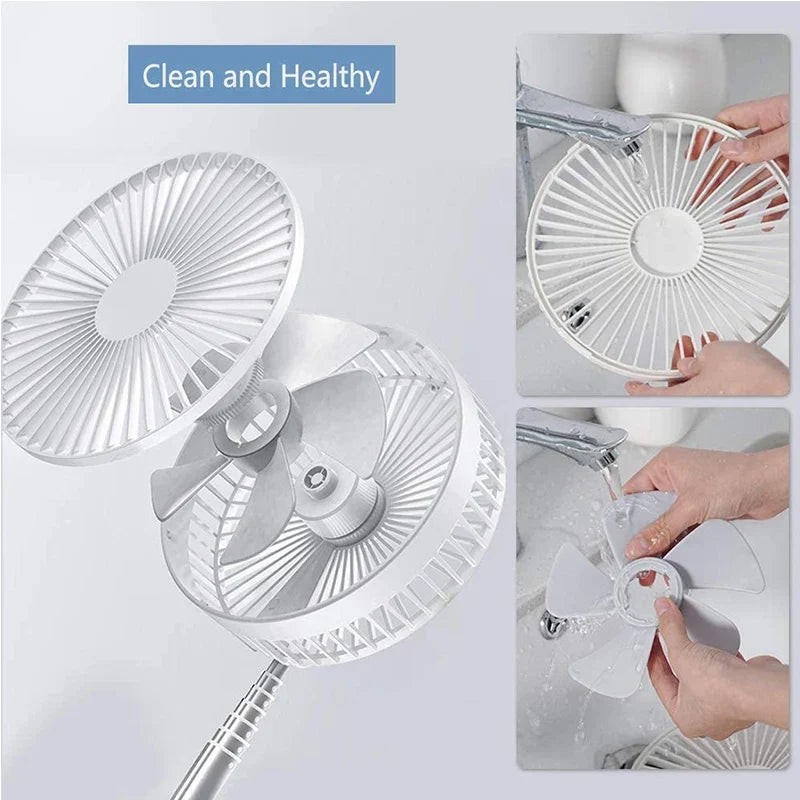 Foldable Telescoping USB Rechargeable Fan – Desk & Floor