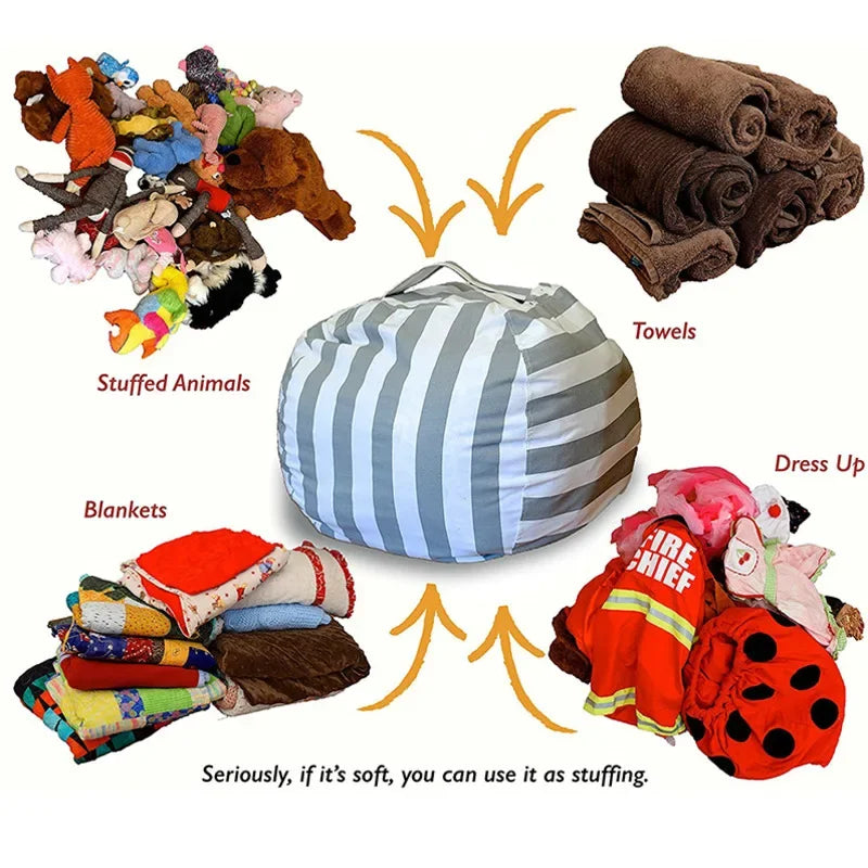 Large Canvas Bean Bag Stuffed Animal Toy Storage Organizer