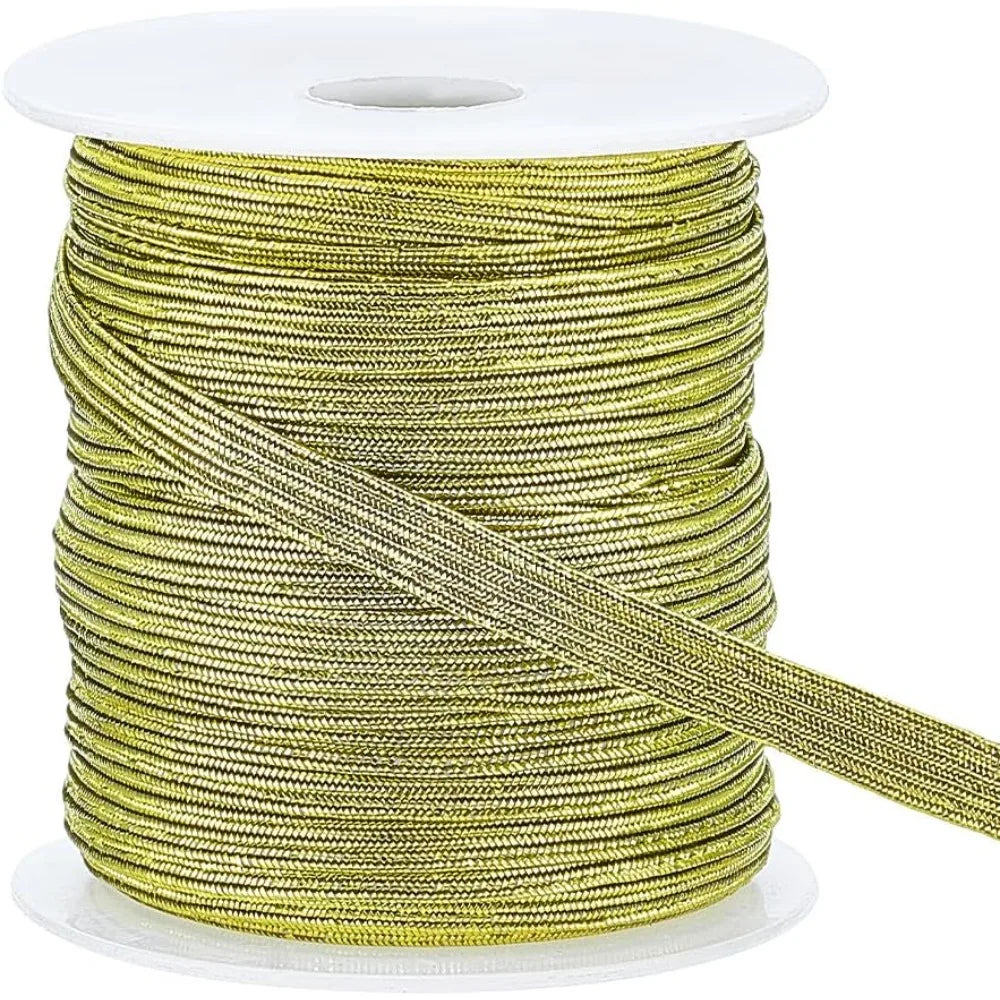 Flat Elastic Cord 6mm Goldenrod Glitter | 25 Yards DIY Craft
