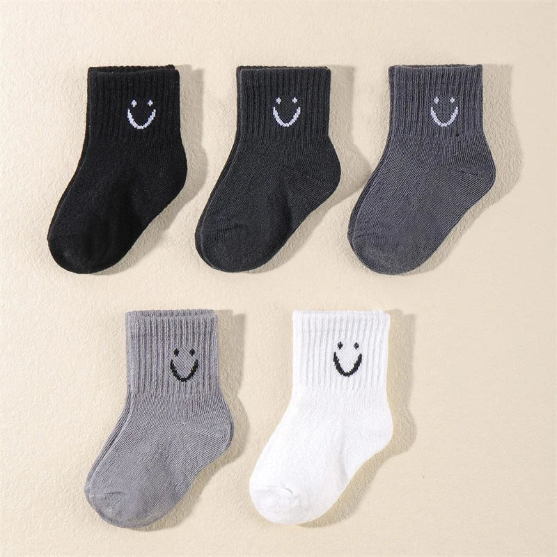 Kids' Smiley Face Mid-Calf Socks 10 Pairs | Boys & Girls