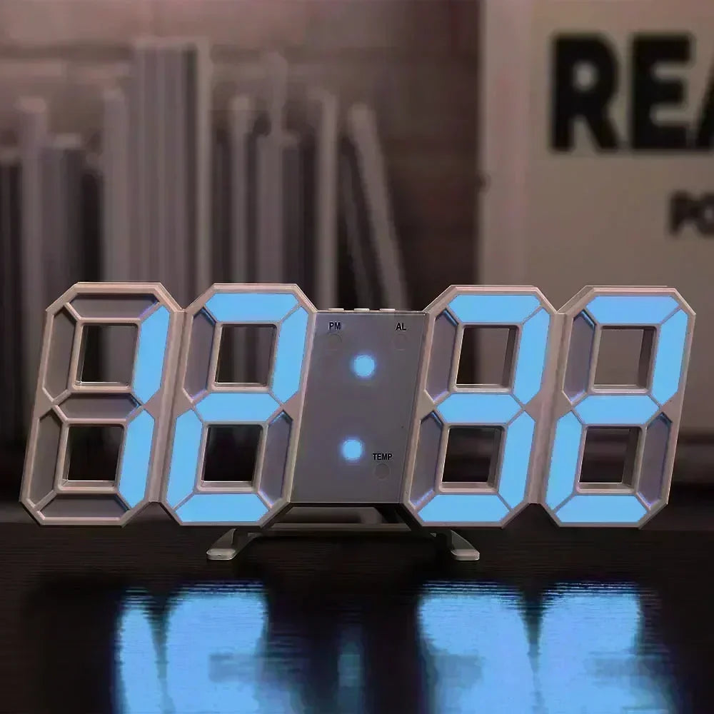 3D LED Digital Wall & Desk Clock – USB, Alarm & Auto Dimmer