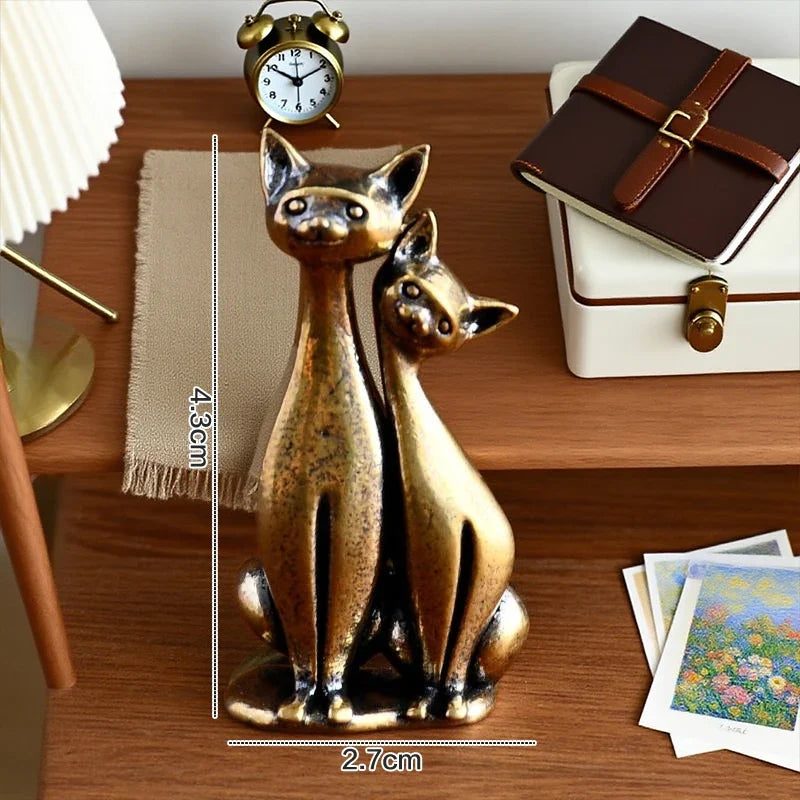 Double Cat Sculpture Ornament Crafts Anime Home Desktop Living Room