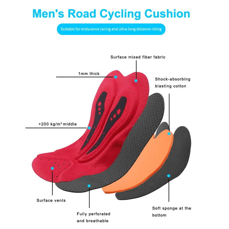 X-TIGER Cycling Bib Shorts – 5D Gel Pad & UPF50+ Men's