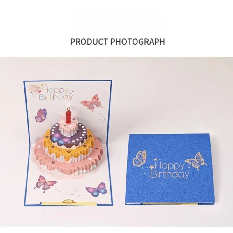 3D Pop-Up Birthday Card – Butterfly Cake Foldable Greeting Card