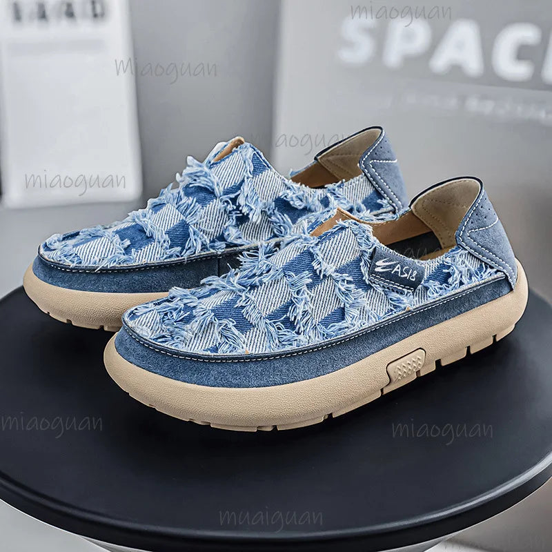 Men's Canvas Slip-On Loafers – Casual Espadrille Flat Shoes