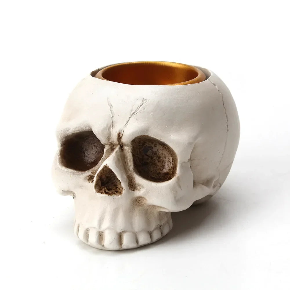 Halloween Skull Hand Candlestick Holder – Resin Skeleton Decor