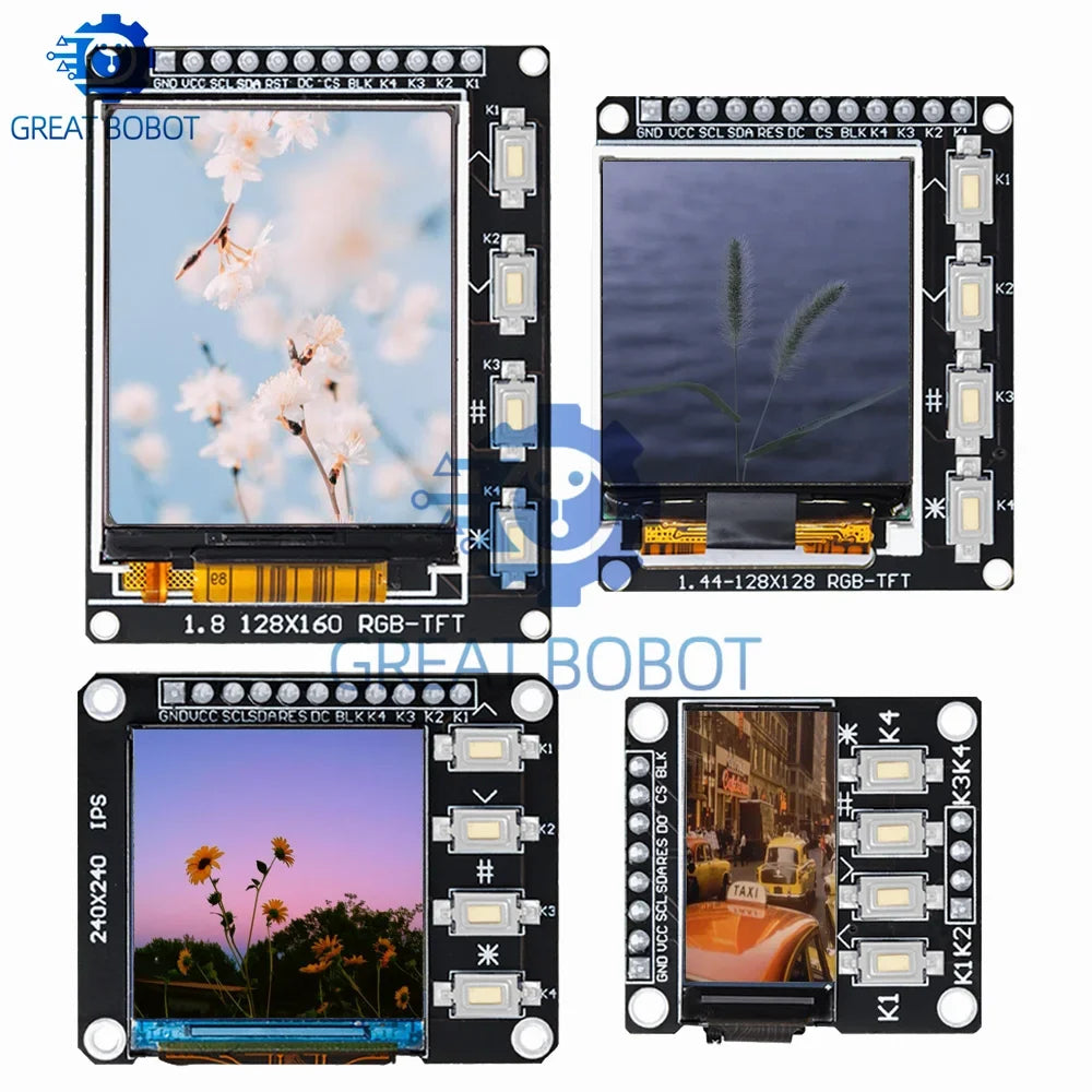 TFT Color LCD Module SPI 0.96–1.8" ST7735 ST7789 | 4-Key