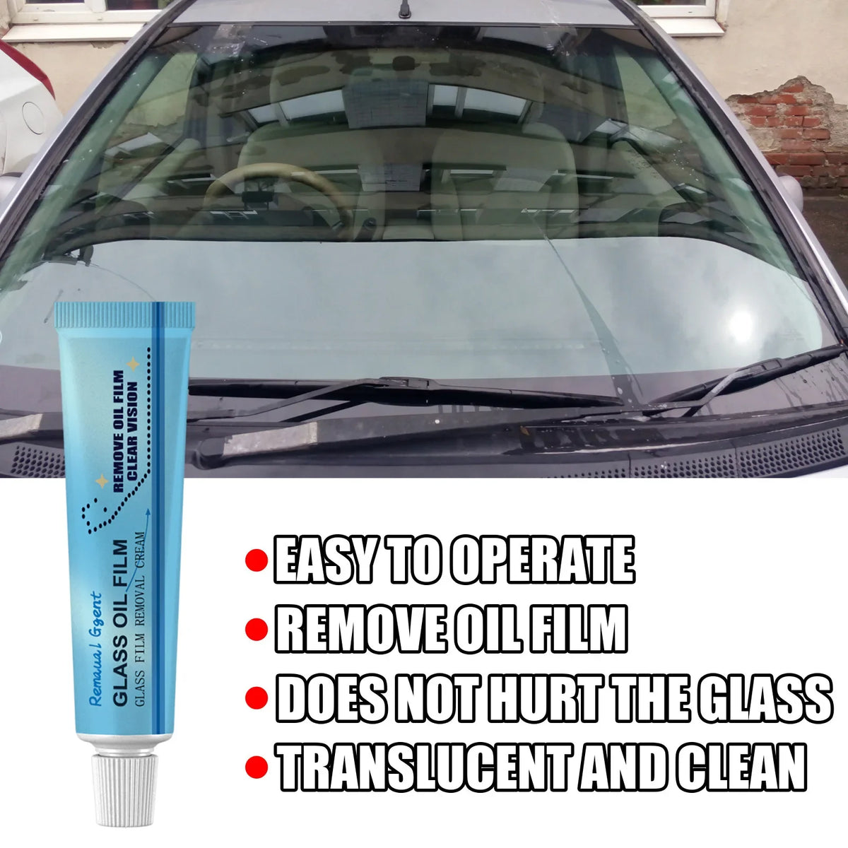 Car Glass Oil Film Remover – Streak-Free Cleaner Kit 30g
