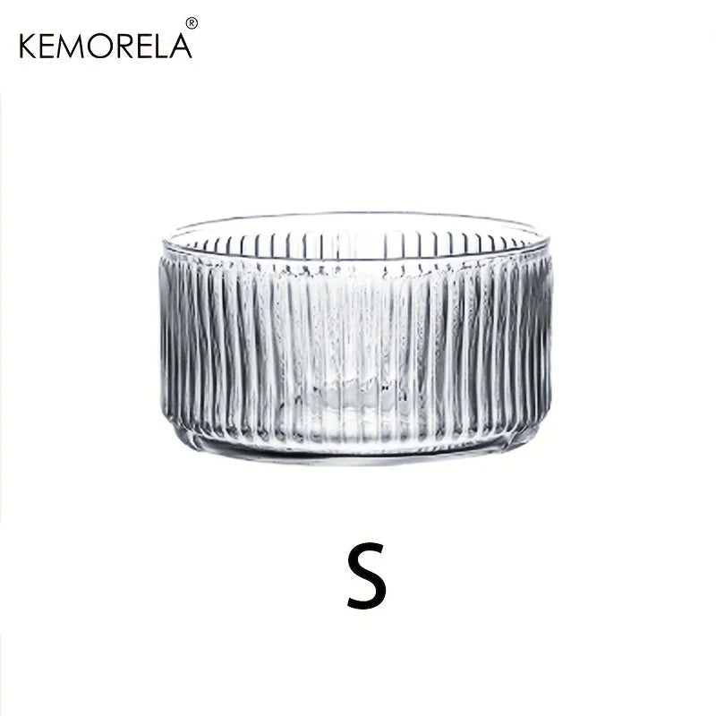 KEMORELA Striped Glass Salad & Fruit Bowl – Serving Dish