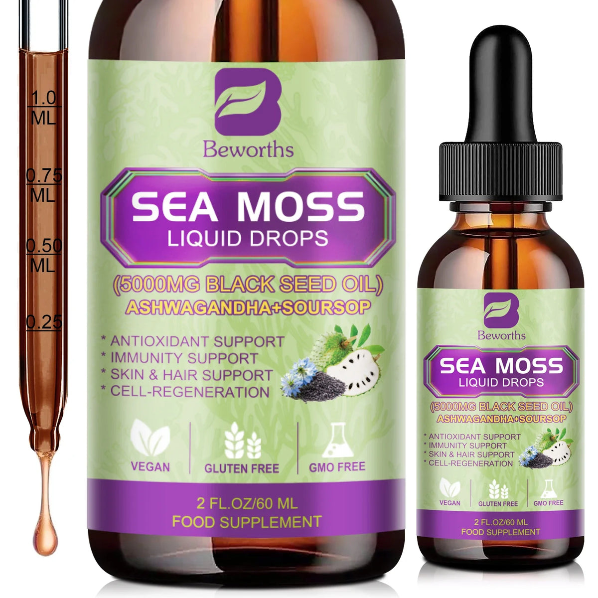 BEWORTHS Sea Moss Extract Drops 60ml – Immunity & Gut Health