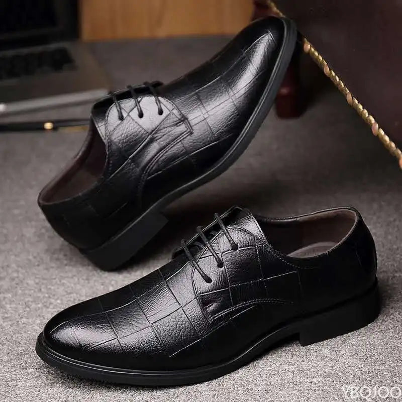 Men's Business Casual Leather Shoes – Soft Sole Lace-Up