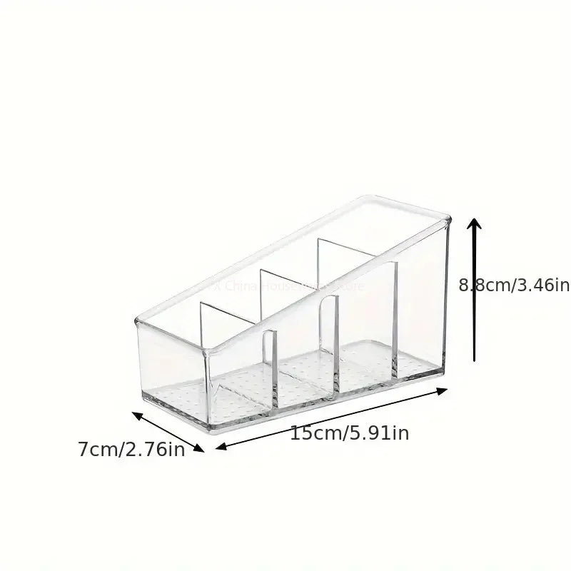 Clear 4-Compartment Remote Control Holder & Desk Organizer