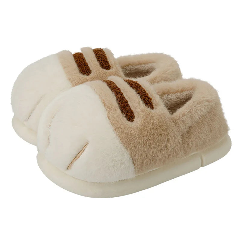 Kids Winter Plush Cat Claw Slippers – Warm Anti-Slip Indoor