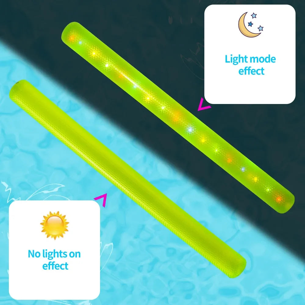 Inflatable LED Pool Noodle Float Stick – 1-3 Pack Kids & Adults