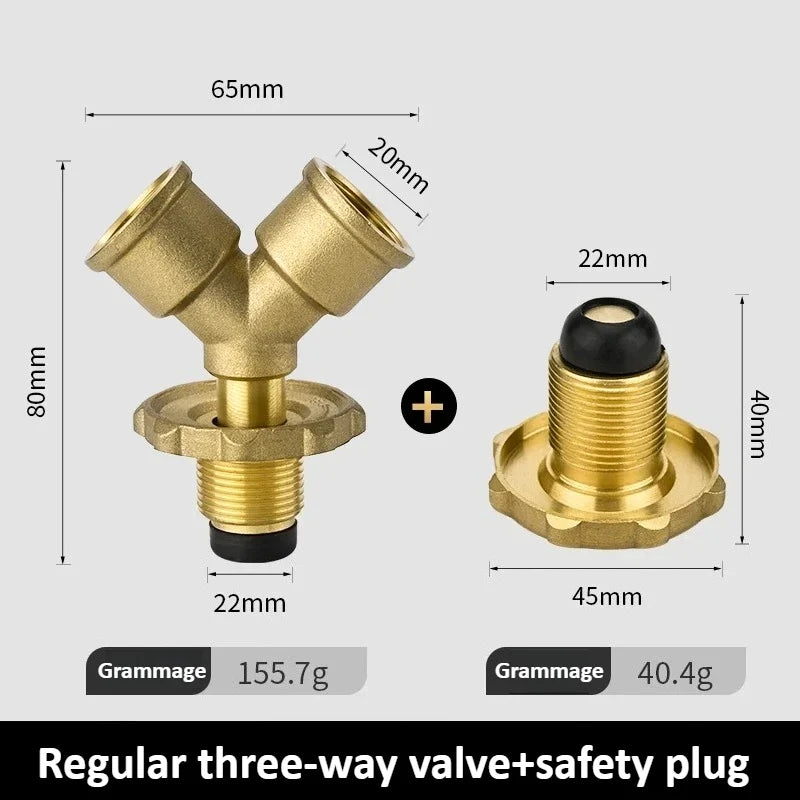 Brass 2-Way Y Garden Hose Splitter with Solid Handle