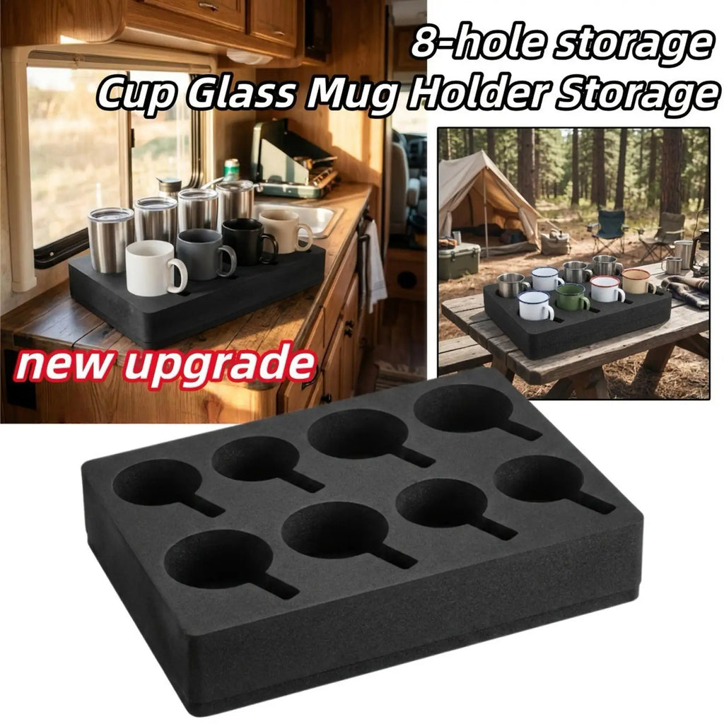 8-Hole Foam Cup Carrier Tray | Anti-Slip Reusable Drink Holder