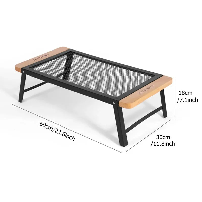 Folding Camping Grill Table – Portable Steel Campfire Grate