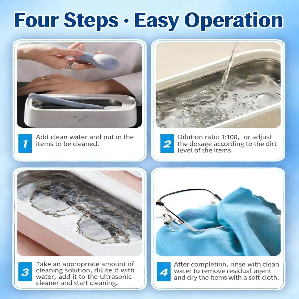 Ultrasonic Jewelry Cleaning Solution 180ml – Gold, Silver & Glasses