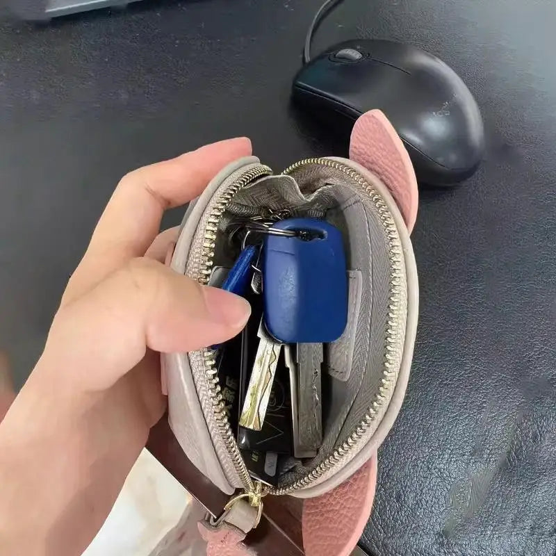Cute Pig PU Leather Mini Coin Purse & Earphone Pouch