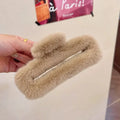 Large Plush Shark Claw Clip – Fluffy Faux Fur Hair Clip Women