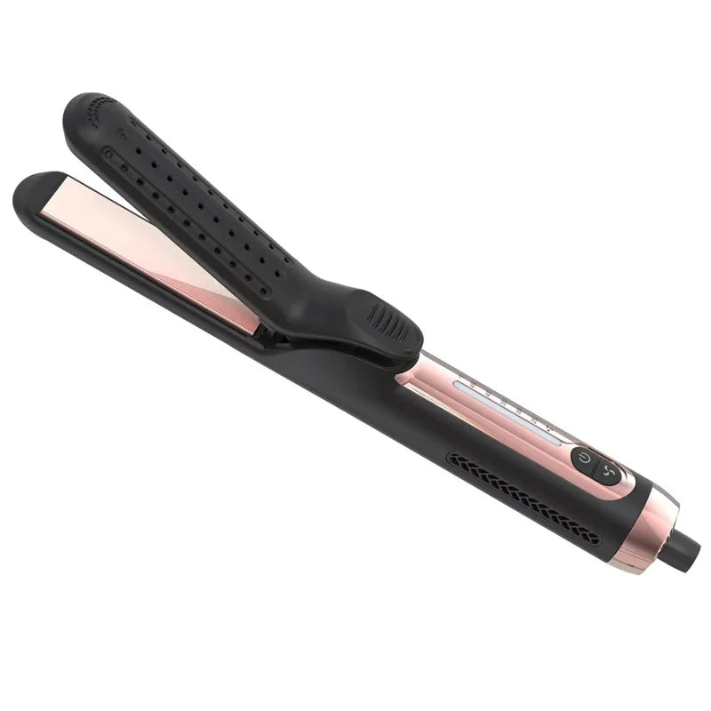 Compact Hair Curler & Straightener | Fast Heating, Wide Plate