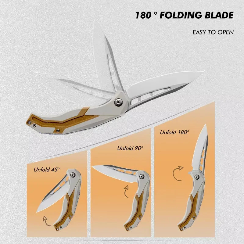 G10 Folding Knife – D2 Steel Blade for Camping & Hiking